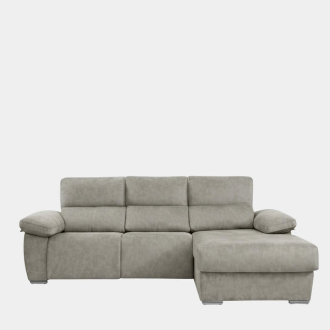 Sofá chaiselongue gris con asientos relax motorizados
