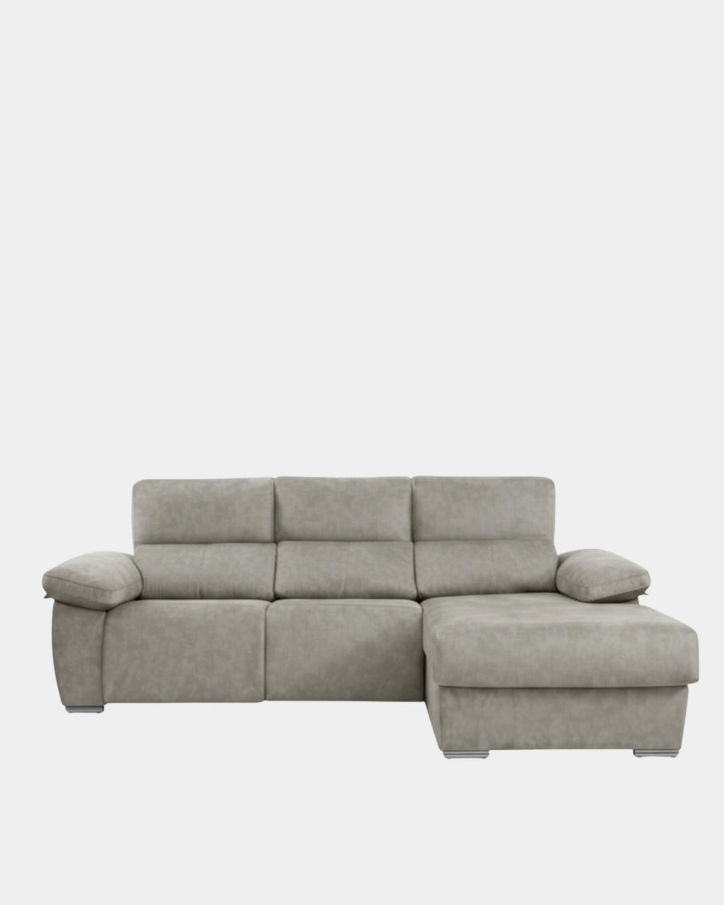 Sofá chaise longue cinzento com assentos reclináveis ​​motorizados
