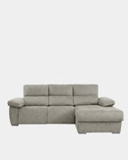 Sofá chaise longue cinzento com assentos reclináveis ​​motorizados