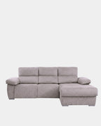 Sofá chaiselongue gris visón | microfibra aterciopelada
