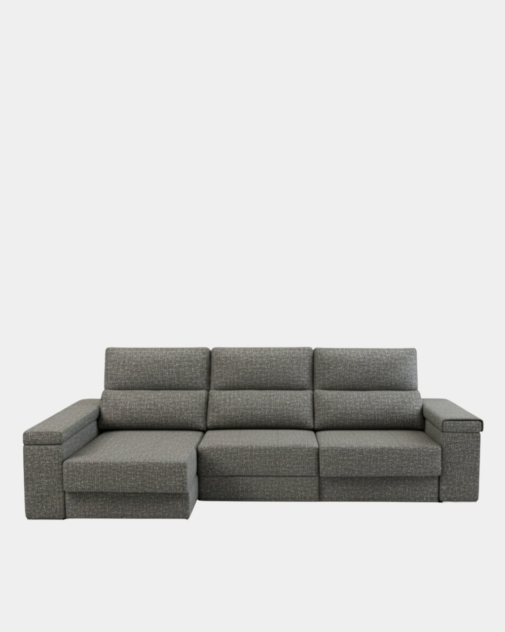Sofá chaiselongue gris 3 plazas con asientos extensibles