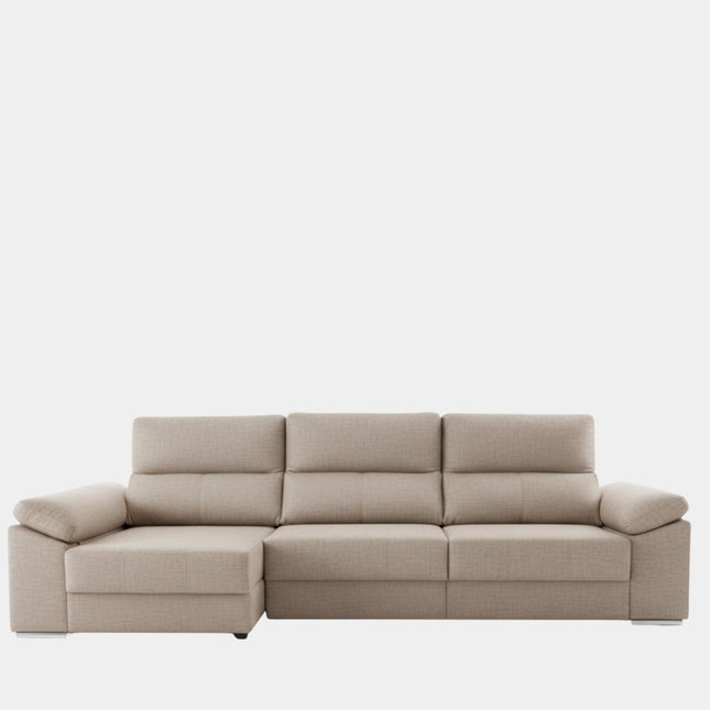 Sofá chaiselongue crudo con asientos deslizantes | Solaro