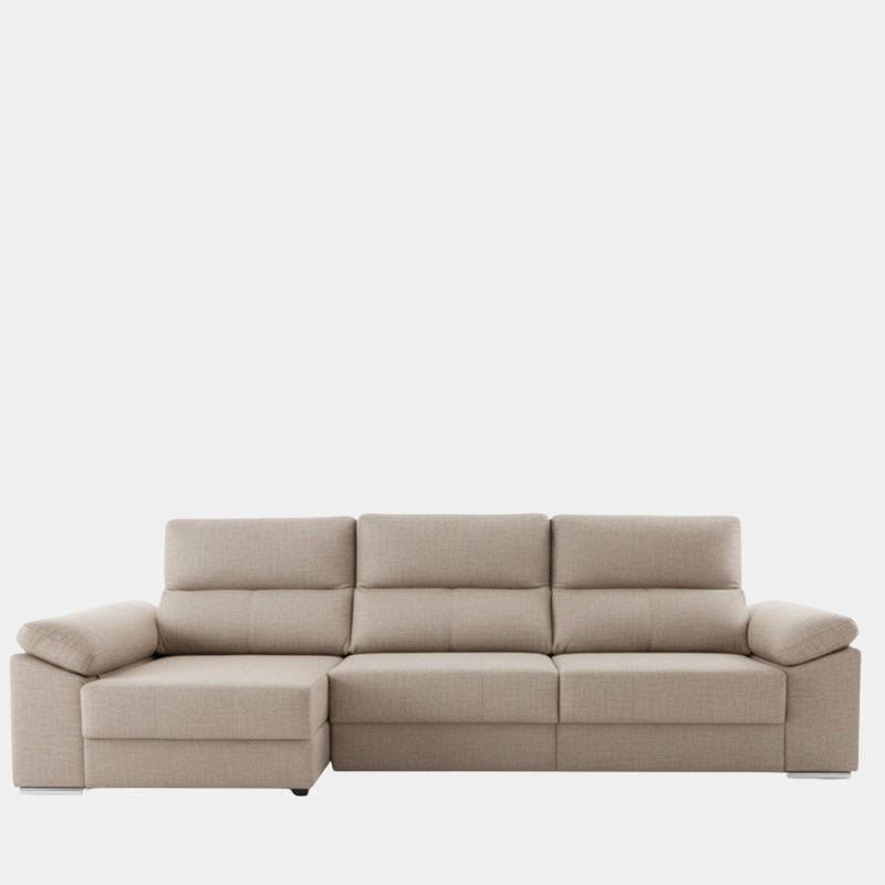 Sofá chaiselongue crudo con asientos deslizantes | Solaro