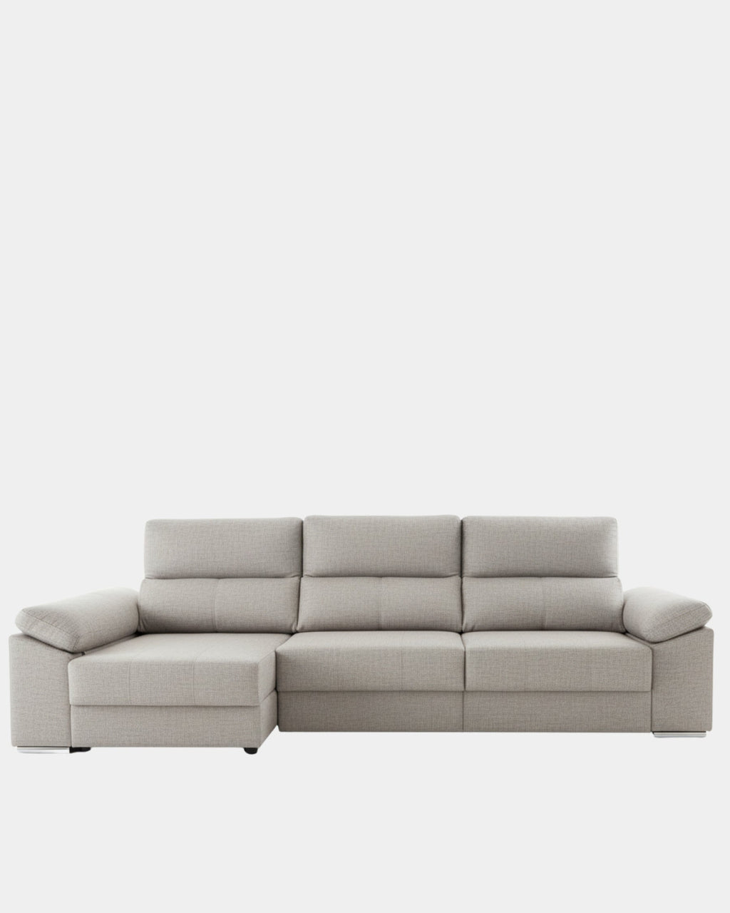 Sofá chaiselongue 3 plazas con tapizado textil | plata