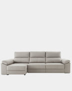 Sofá chaiselongue 3 plazas con tapizado textil | plata