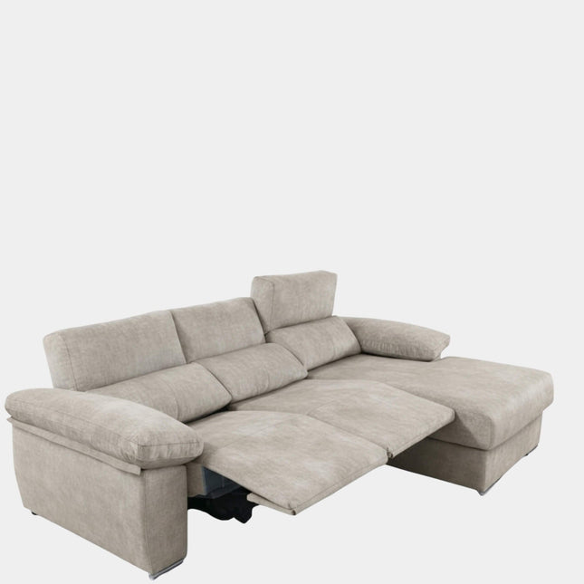 Sofá chaiselongue 3 plazas relax motorizados | plata