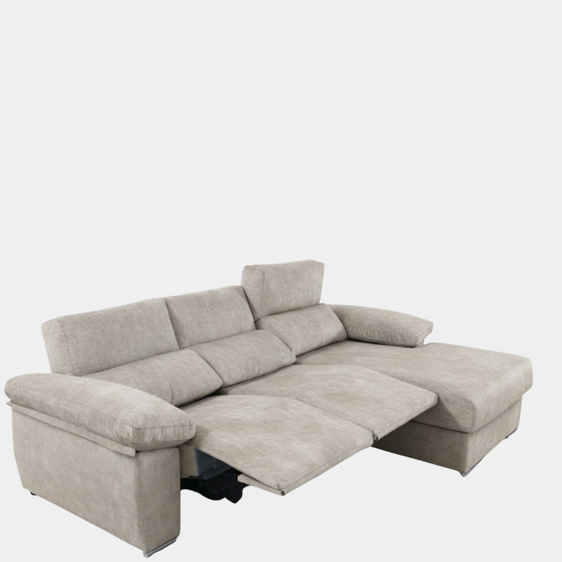 Sofá chaiselongue 3 plazas relax motorizados | plata