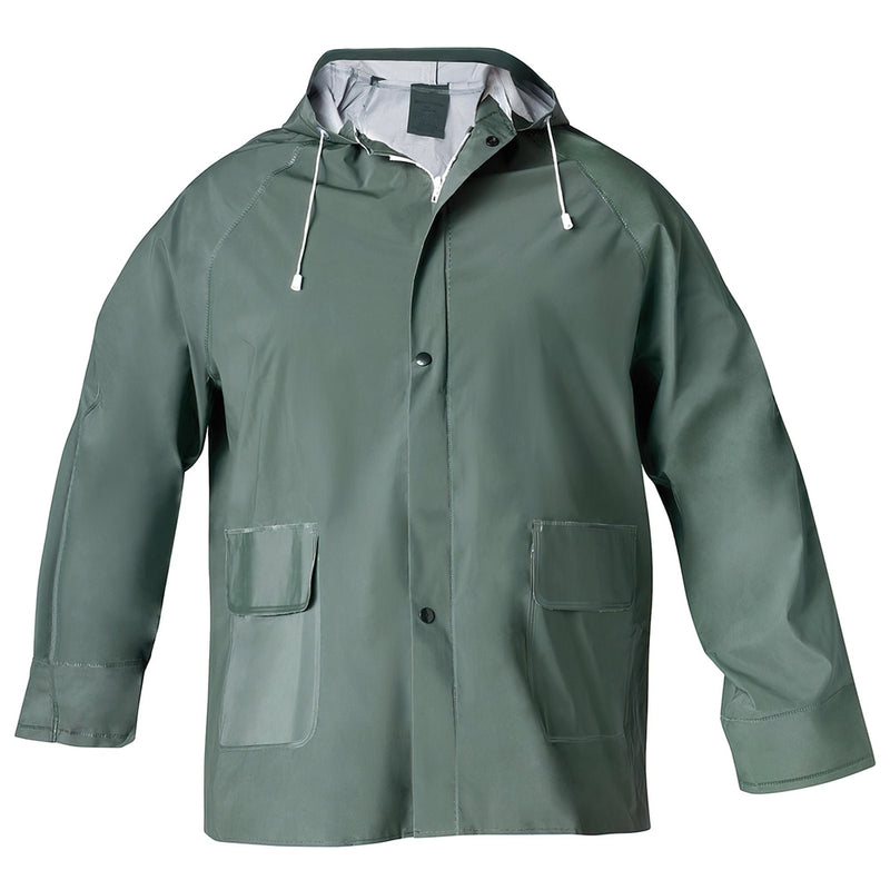 Traje de agua impermeable verde pvc         talla 7-l