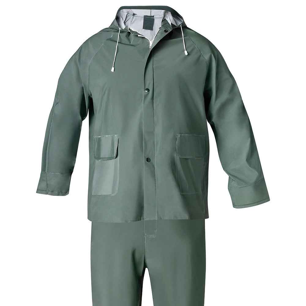 Traje de agua impermeable verde pvc         talla 7-l