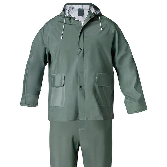 Traje de agua impermeable verde pvc         talla 9-XXL