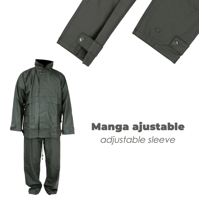 Traje de agua impermeable verde poliuretano talla 7-l