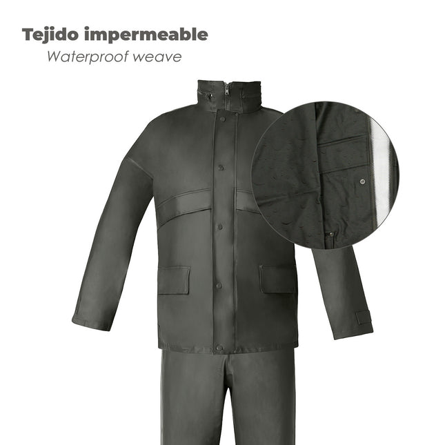 Traje de agua impermeable verde poliuretano talla 8-XL