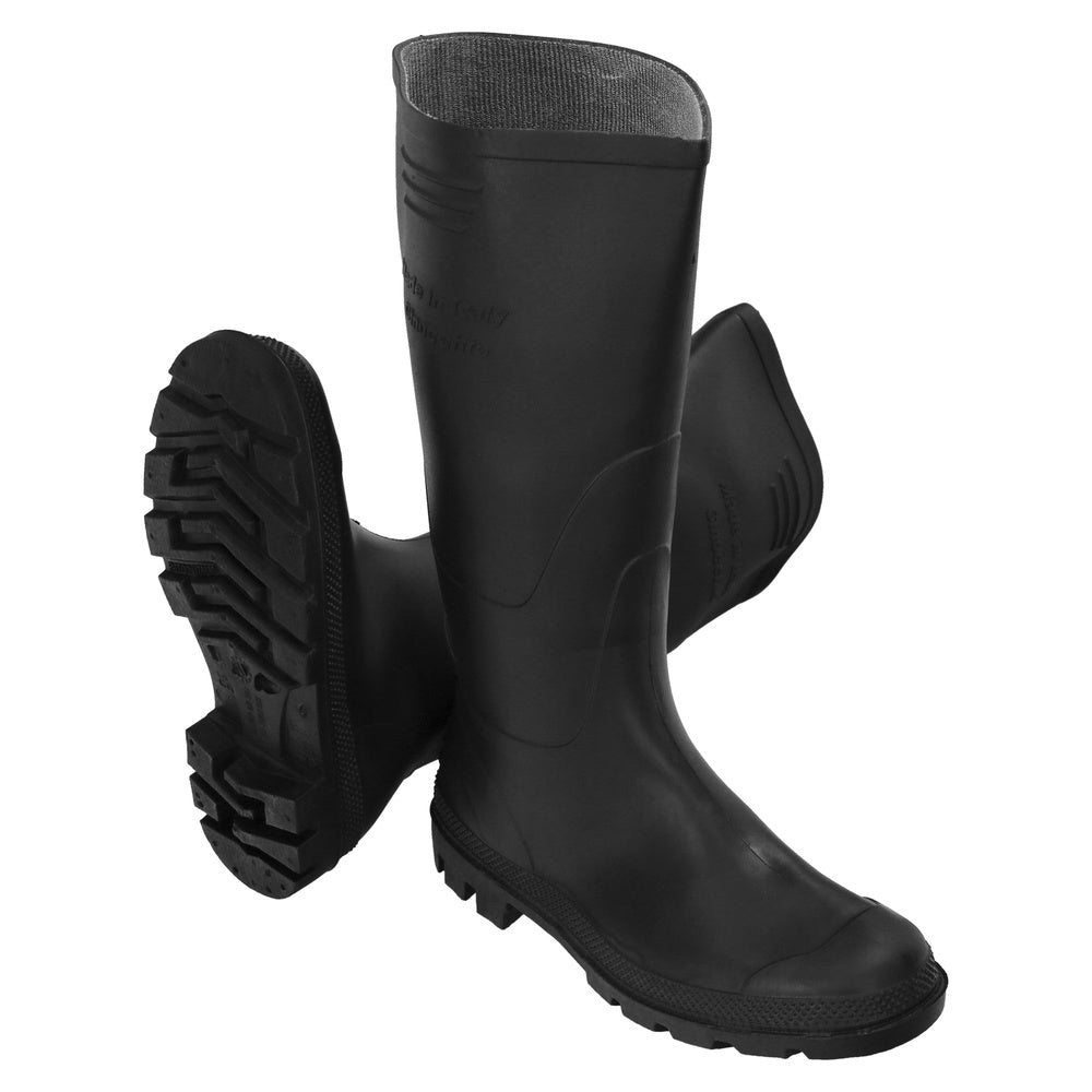 Botas de cano alto pretas em borracha, tamanho 45 (par)