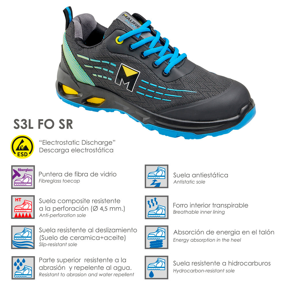 Deportiva seg. Maurer s3l modelo lapis antideslizante con suela y puntera antiperforación resistente a los hidrocarburos nº 41.