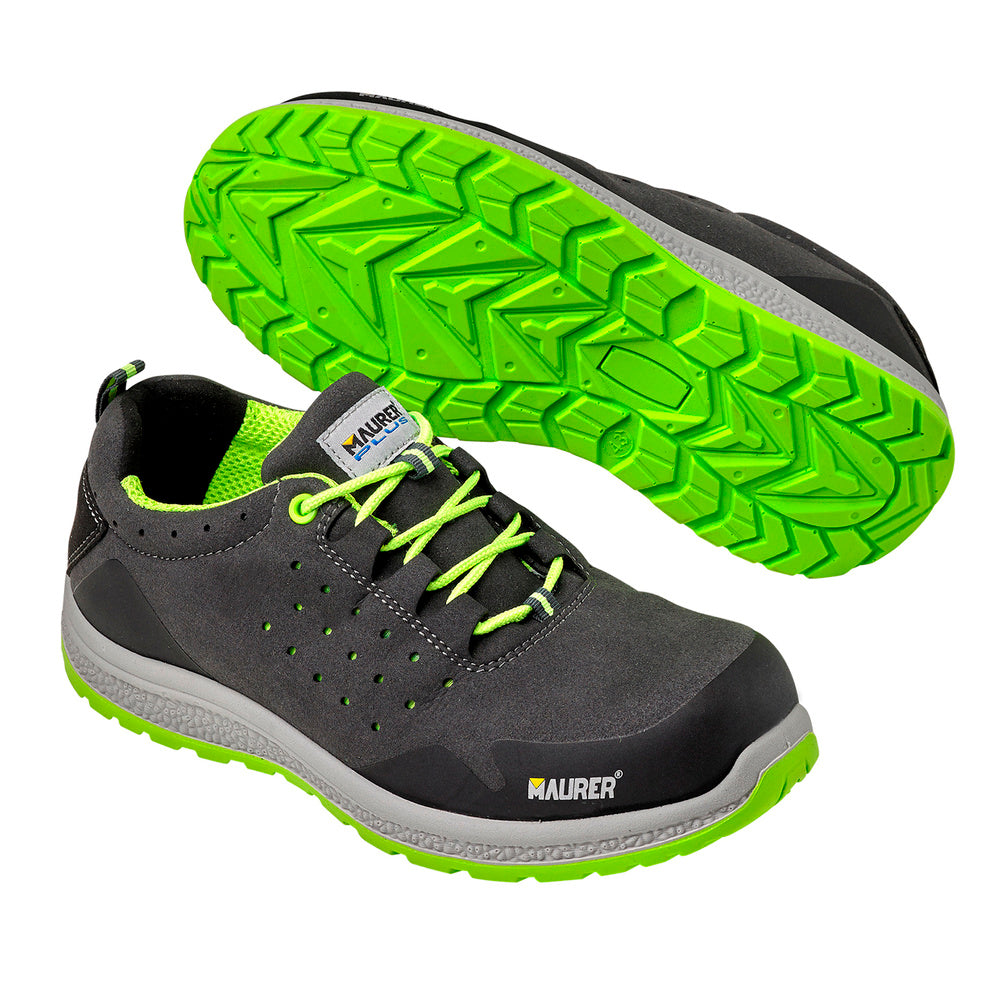 Deportiva seguridad maurer s1 modelo resia antideslizante con suela resistente a los hidrocarburos talla 44.