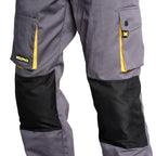 Pantalones largos de trabajo, multibolsillos, resistentes, rodilla reforzada, gris/amarillo talla 38/40 s (slim fit)