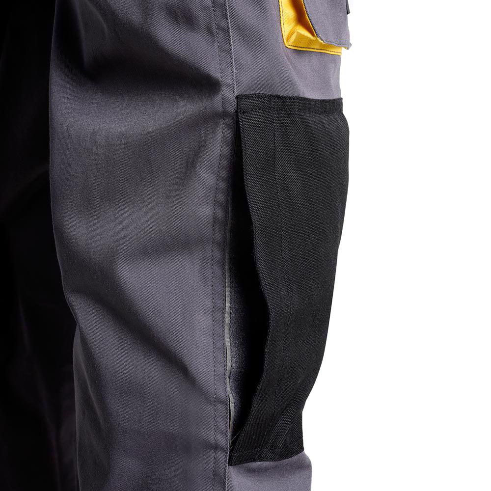 Pantalones largos de trabajo, multibolsillos, resistentes, rodilla reforzada, gris/amarillo talla 42/44 m (slim fit)