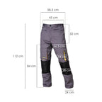 Pantalones largos de trabajo, multibolsillos, resistentes, rodilla reforzada, gris/amarillo talla 50/52 xl (slim fit)