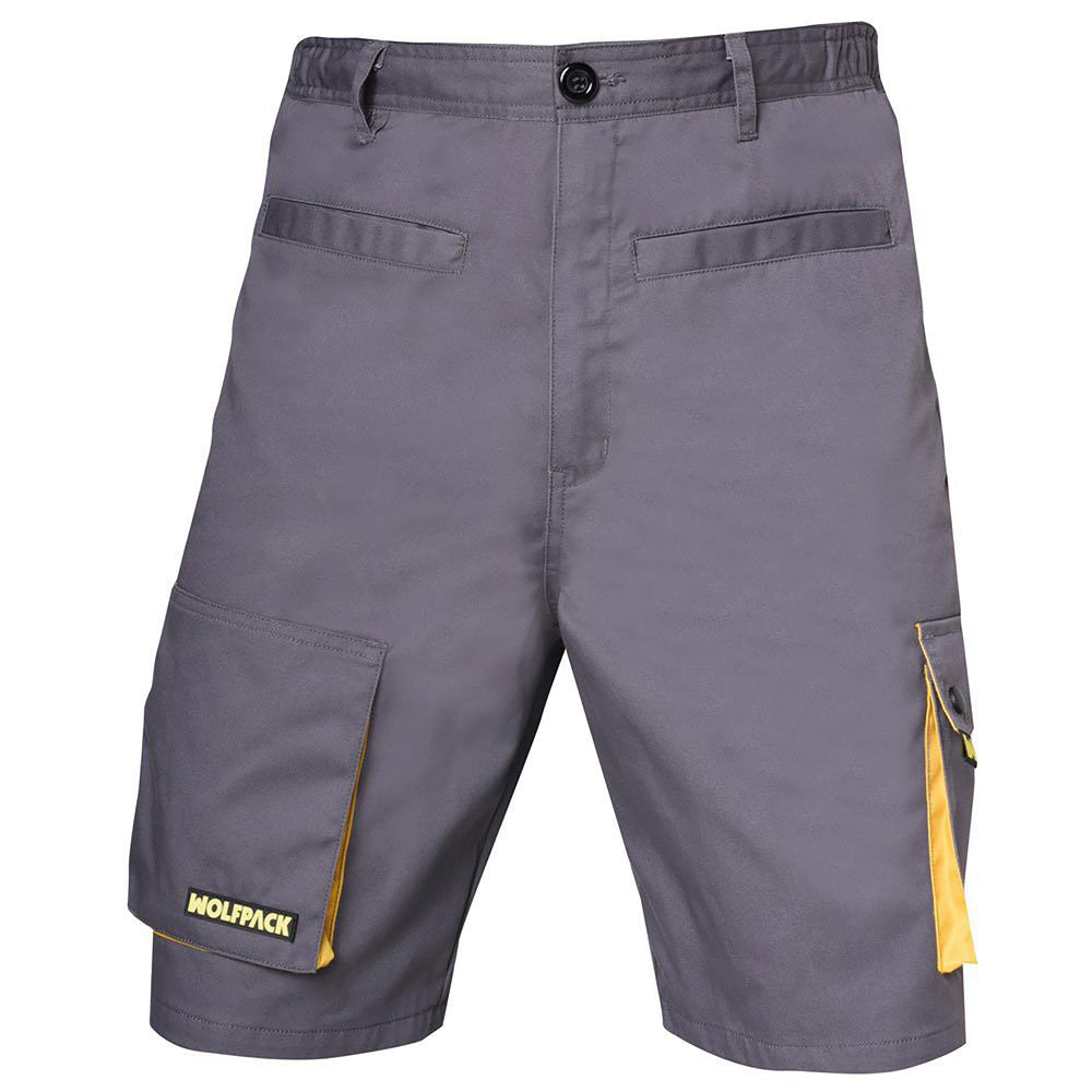 Pantalones cortos de trabajo, multibolsillos, resistentes, gris/amarillo talla 38/40 s
