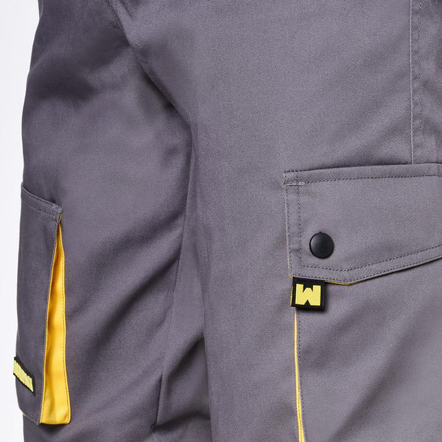 Pantalones cortos detrabajo, multibolsillos, resistentes, gris/amarillo talla 42/44 m