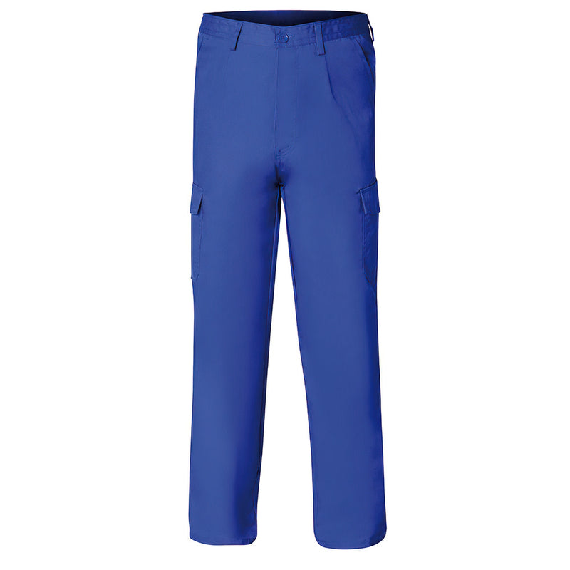 Pantalón de trabajo largo, color azul, multibolsillos, resistente, talla 46