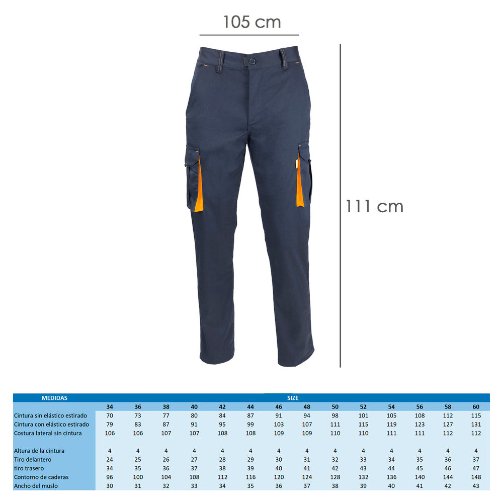 Pantalón trabajo talla 54 azul oscuro spandex