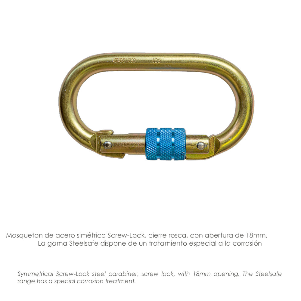 Safety belt with rope and carabiner