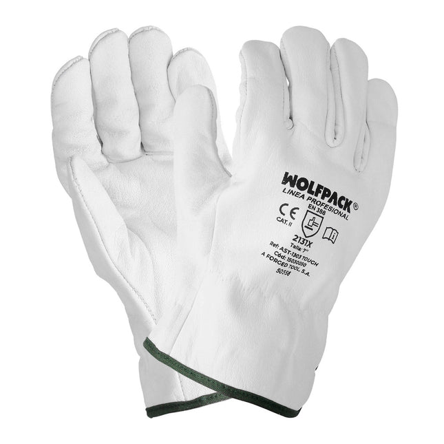 Guantes piel FLOR  9" c/colgador (par)