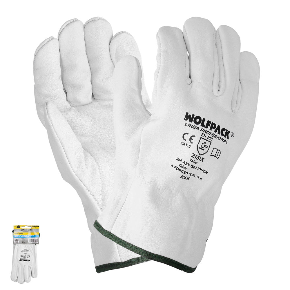 Guantes piel flor  10" c/colgador (par)