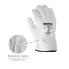 Guantes de trabajo de piel flor de vacuno, protección laboral, riesgos mecánicos, guantes de seguridad de cuero. Talla 7" (par)