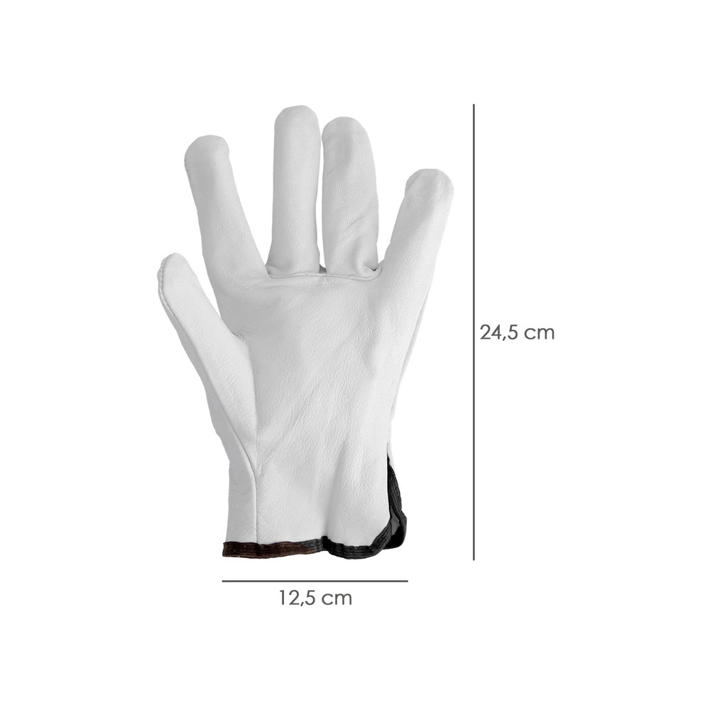 Cowhide grain leather work gloves, occupational protection, mechanical risks, leather safety gloves. Size 8" (pair)