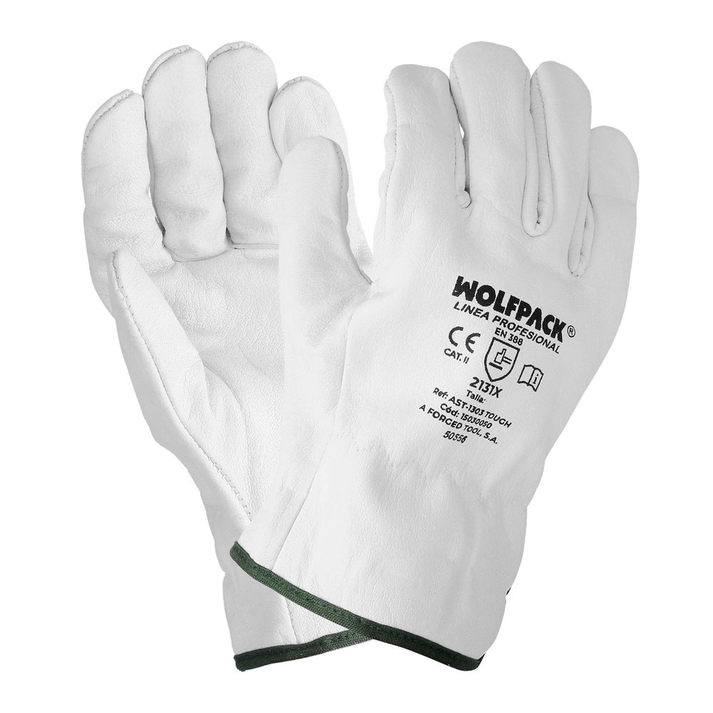 Cowhide grain leather work gloves, occupational protection, mechanical risks, leather safety gloves. Size 9" (pair)