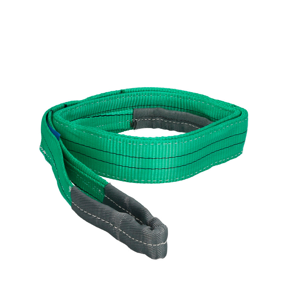 Cinta de elevação plana de dupla camada 2.000 kg. Fator de segurança 7:1, comprimento: 2 metros, largura 6 cm, 100% poliéster. Cor verde