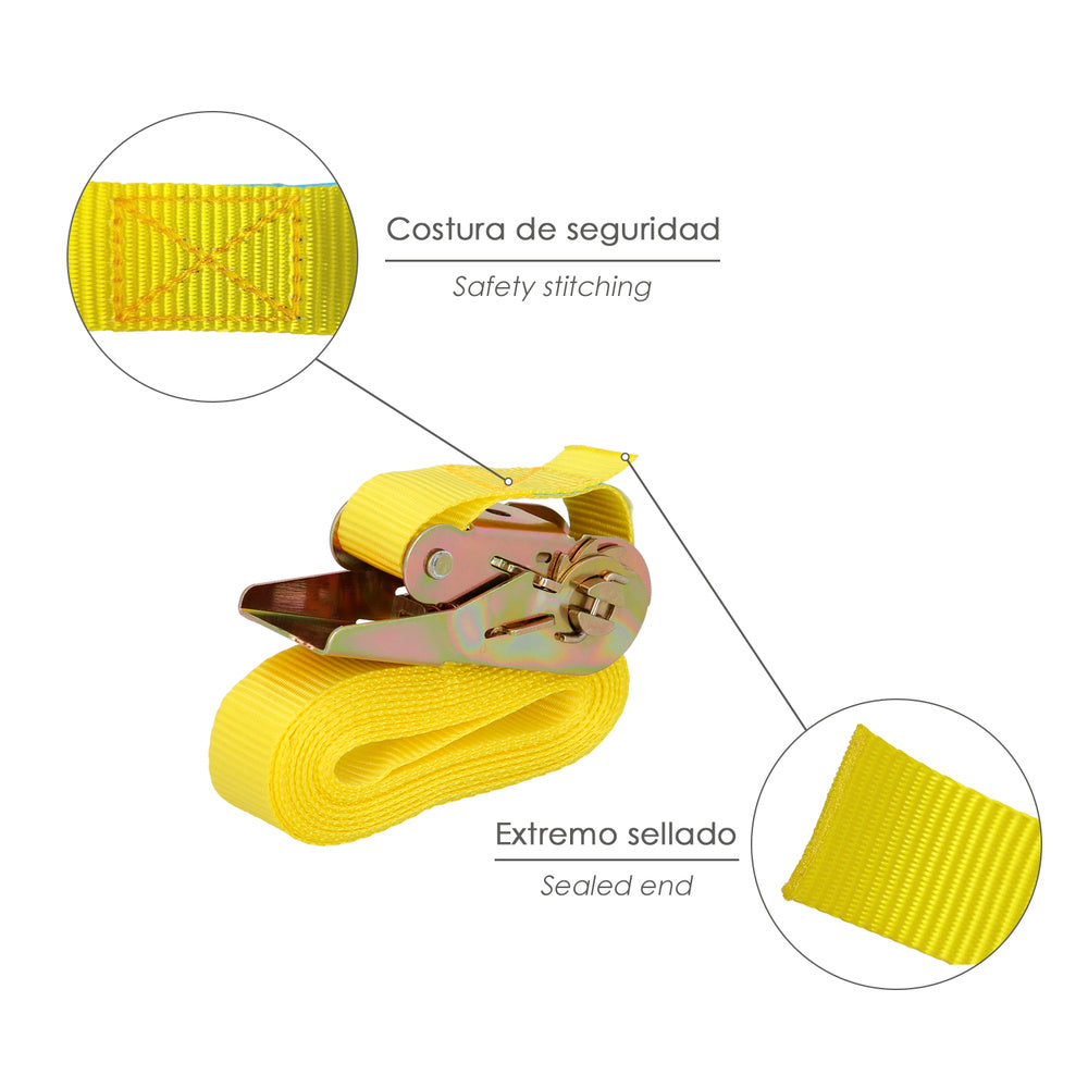 Cinta de amarração com roquete de 4 metros x 25 mm, trinco metálico automático, correia, eslinga de mercadoria, correia de fixação