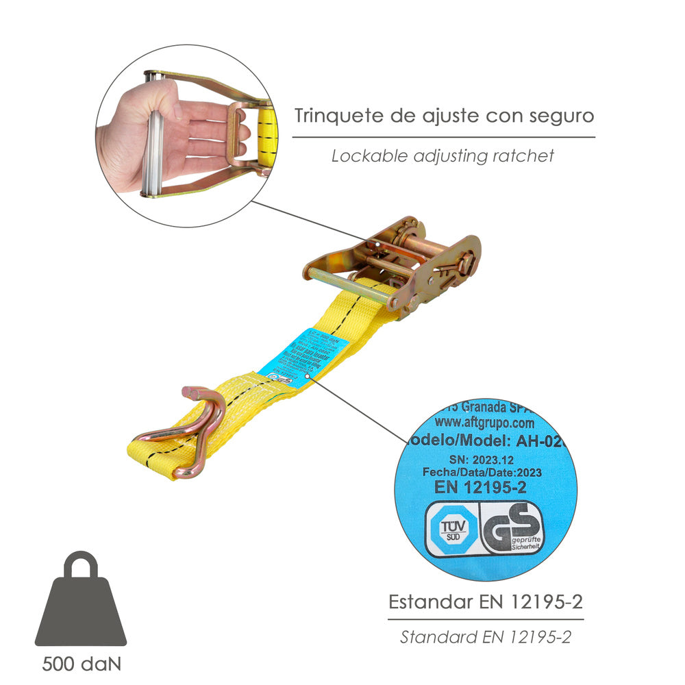 Cinta de amarração com roquete 6 metros x 38 mm roquete metálico automático, fita, eslinga mercadoria, correia de fixação
