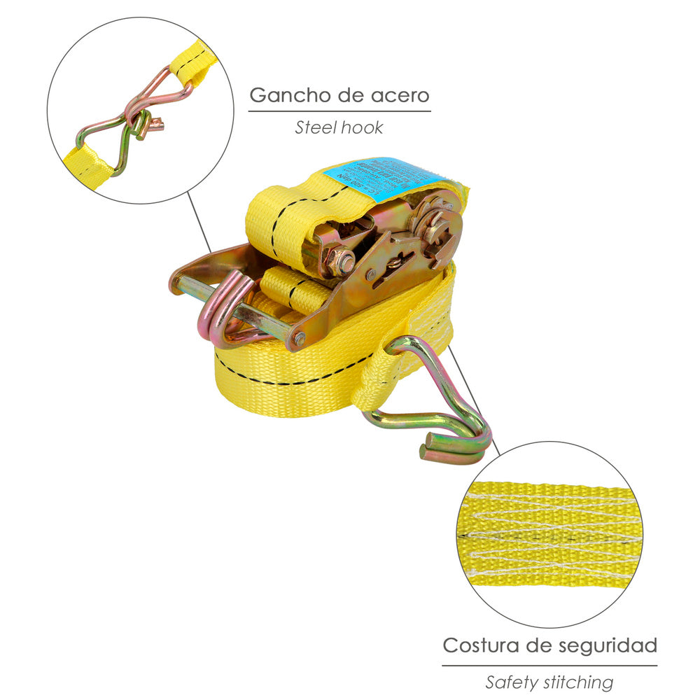 Cinta de amarração com roquete 6 metros x 38 mm roquete metálico automático, fita, eslinga mercadoria, correia de fixação