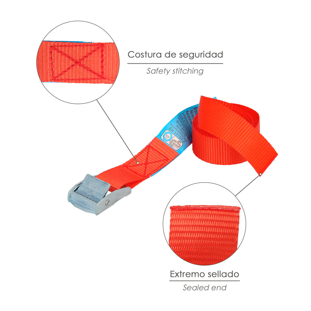 Ratchet tie-down strap 2.5 meters x 25 mm automatic metal ratchet, webbing, cargo sling, lashing strap