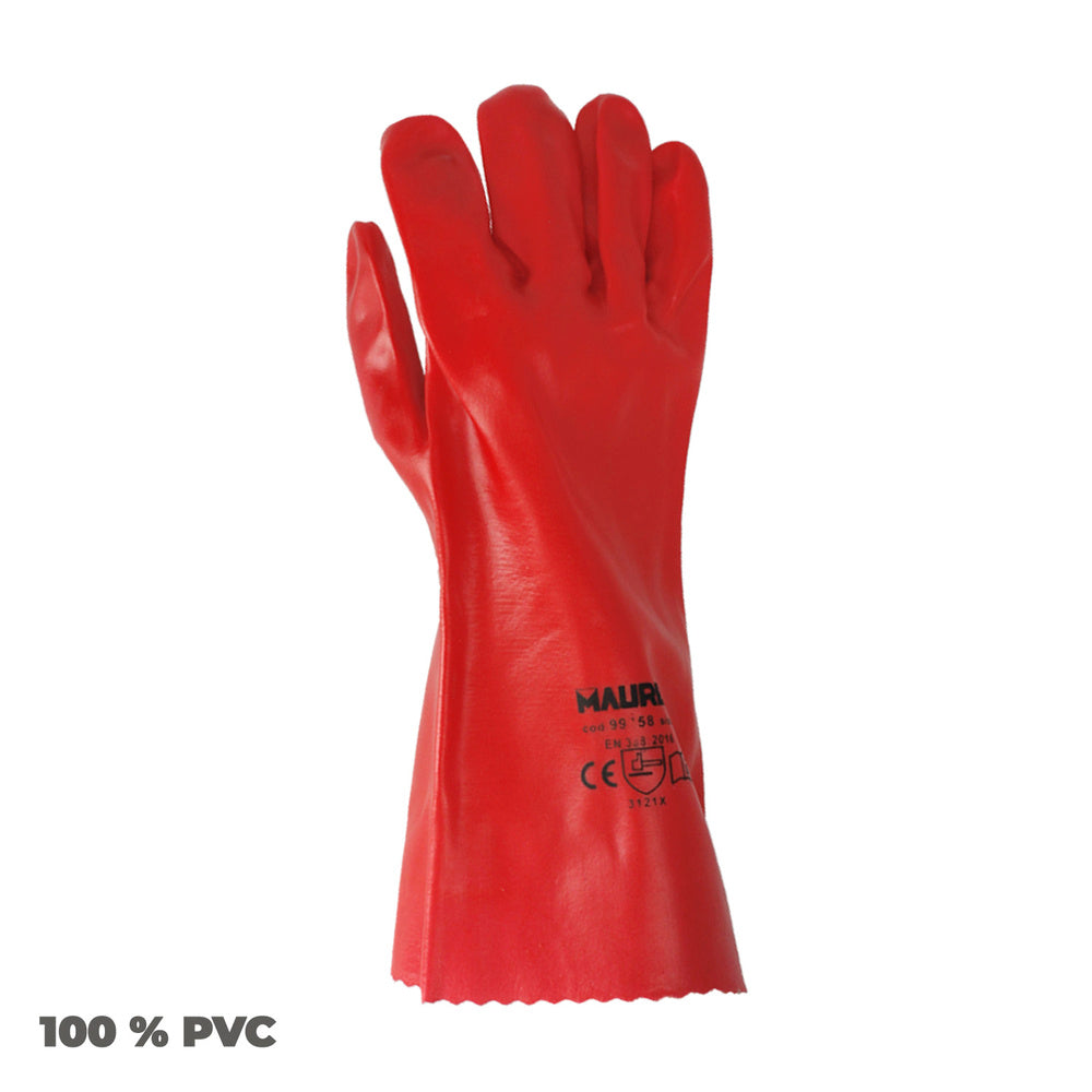 Guantes pvc rojo 35 cm (par)