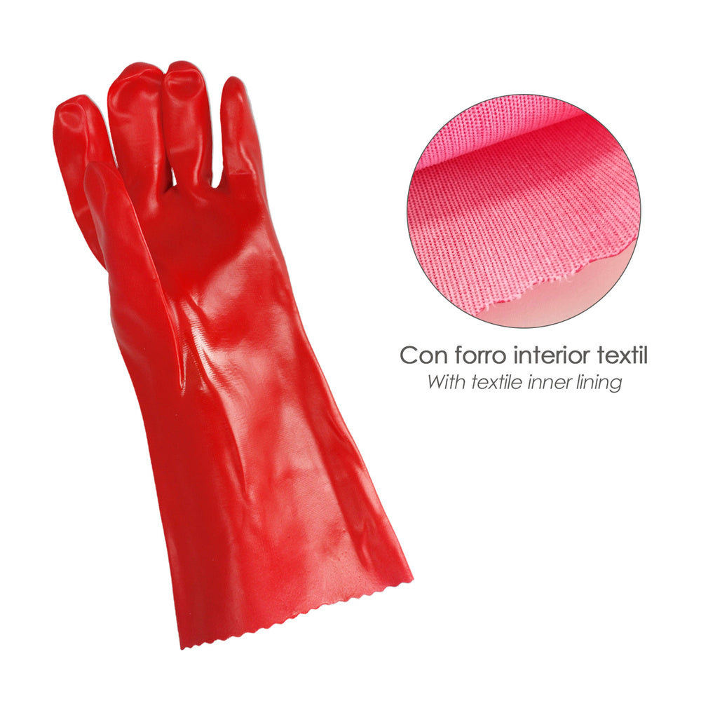 Guantes pvc rojo 35 cm (par)
