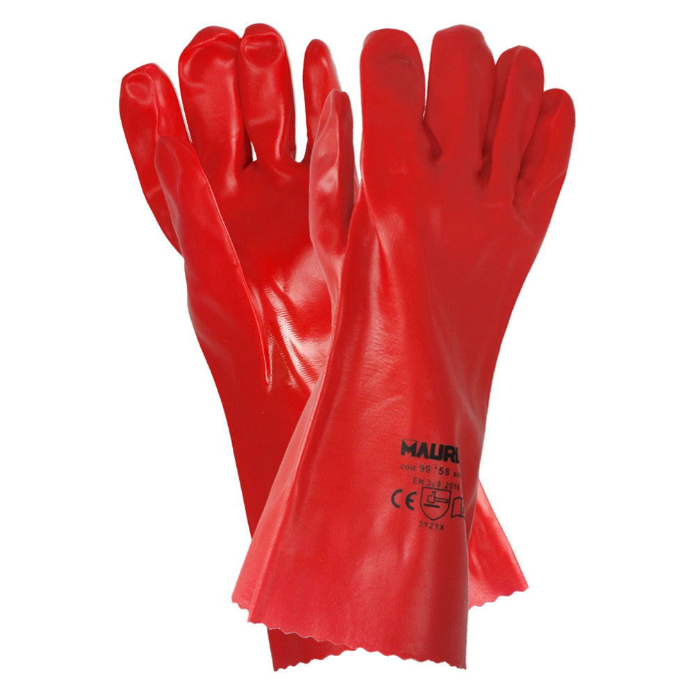 Red PVC gloves 35 cm (pair)