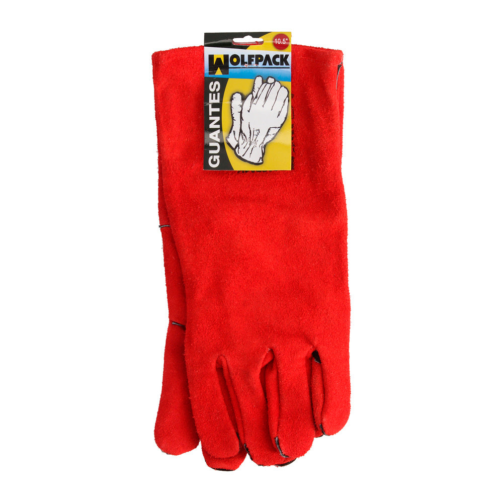 Red long dense welding gloves (pair)