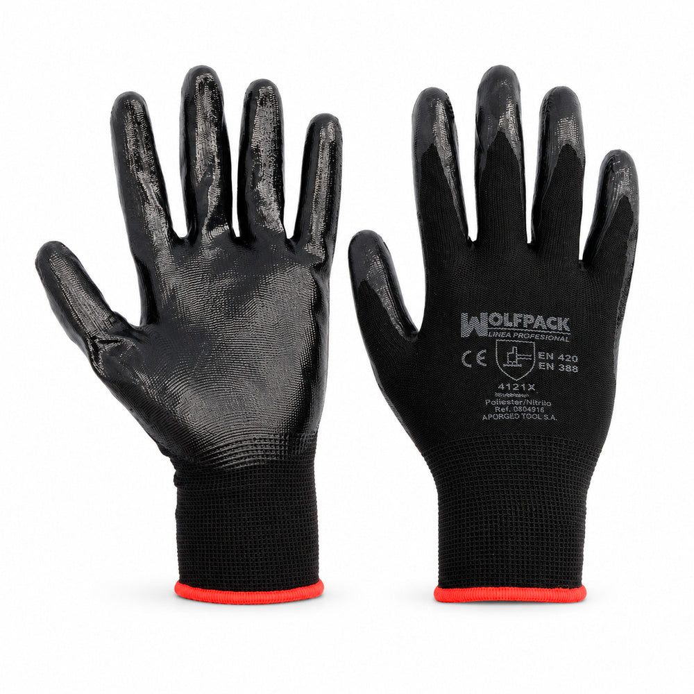 Nitrile/polyester impregnated gloves 8" (pair)