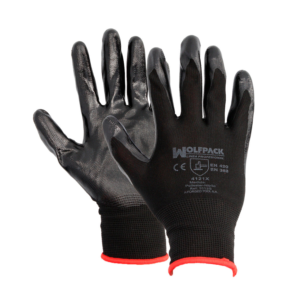 Guantes nitrilo / poliéster impregnado 9" (par)