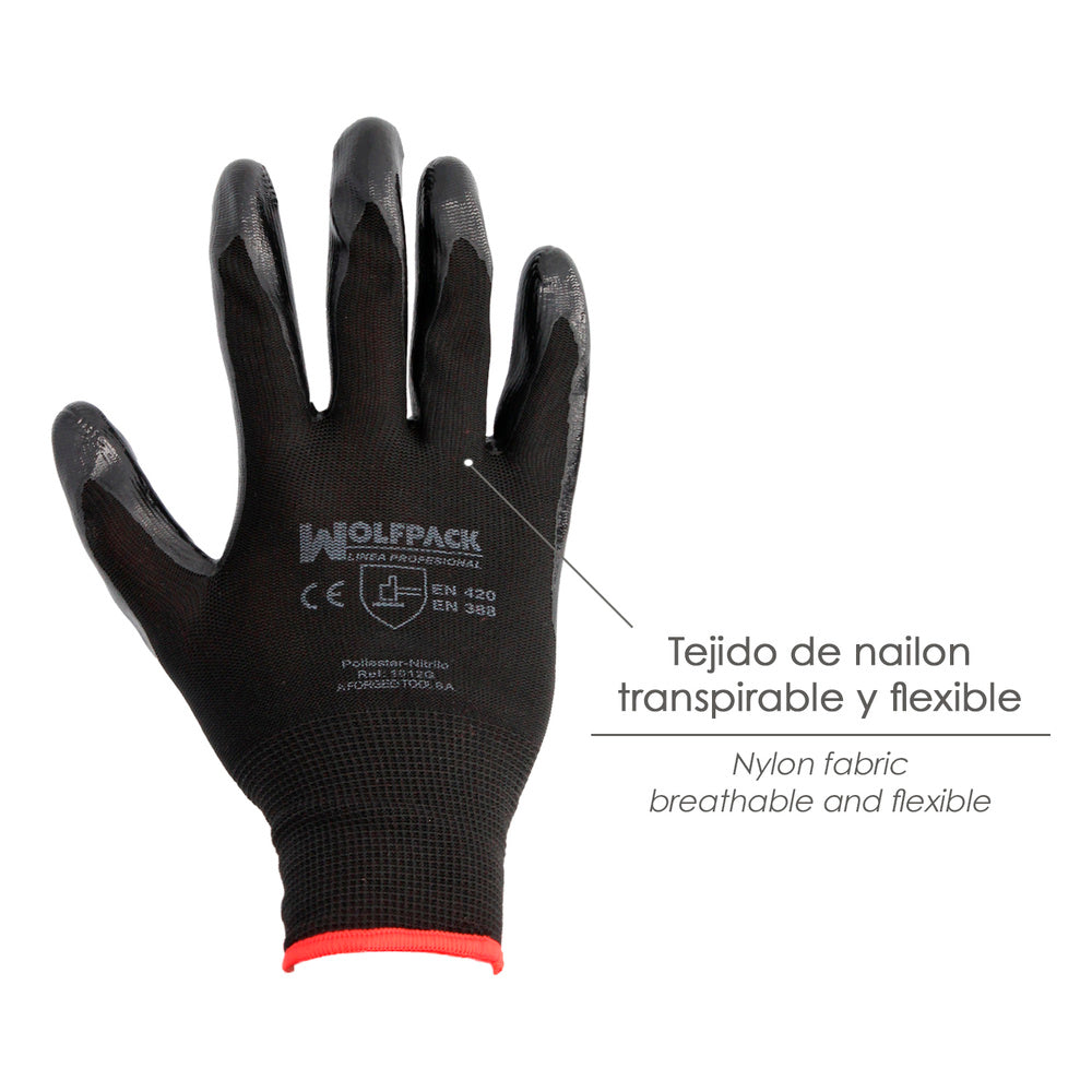 Nitrile/Polyester impregnated gloves 9" (pair)