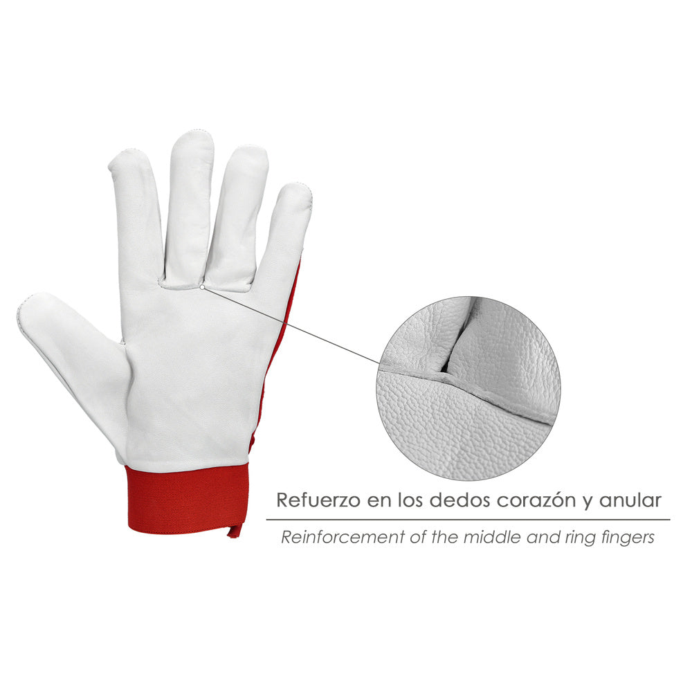Leather / canvas gloves with Velcro. With hanger 9" work gloves, protective gloves (pair)