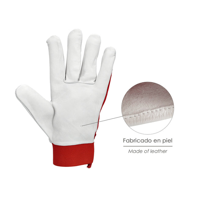 Guantes piel / lona con velcro. con colgador 9" guantes de trabajo, guantes de protección (par)