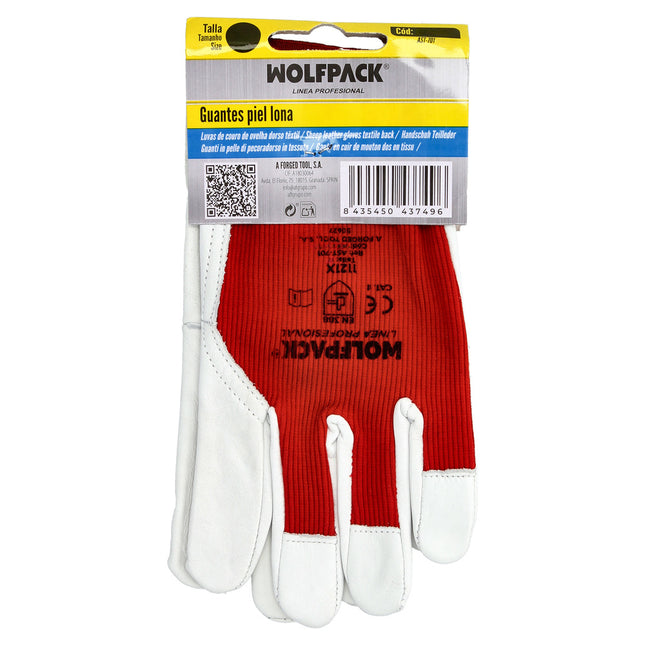 Guantes piel / lona con velcro. con colgador 9" guantes de trabajo, guantes de protección (par)