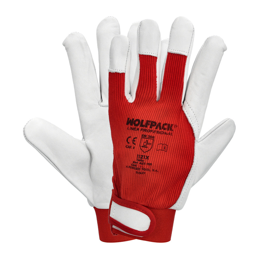 Luvas de pele/lona com velcro. Com cabide 9" luvas de trabalho, luvas de proteção (par)