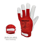 Guantes piel / lona con velcro. Con colgador 10" guantes de trabajo, guantes de protección (par)