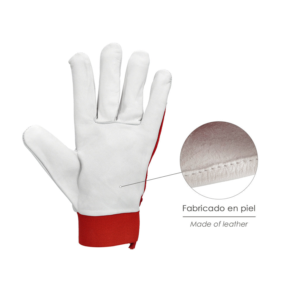 Leather/canvas gloves with velcro. With hanger 10" work gloves, protective gloves (pair)
